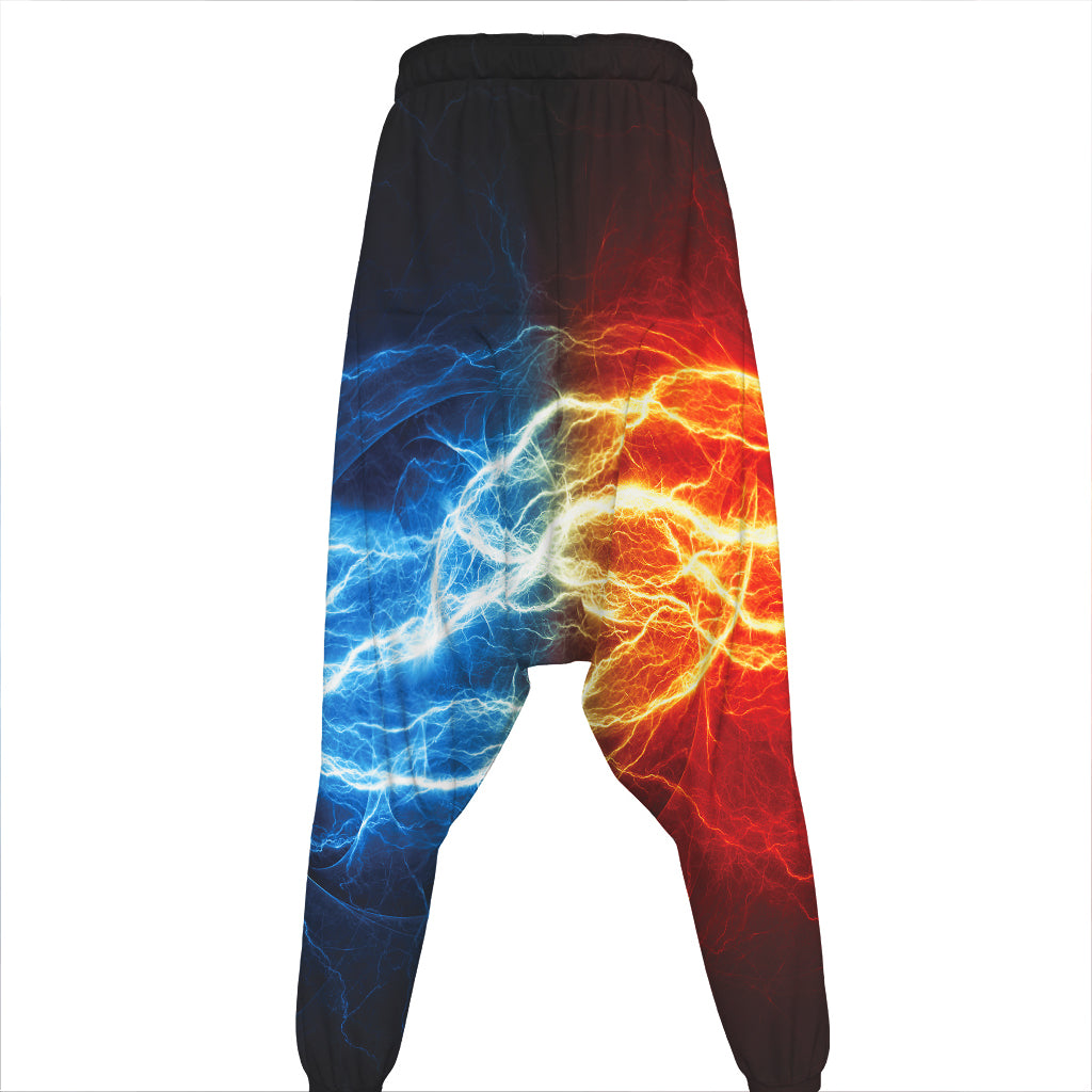 Red And Blue Lightning Print Hammer Pants