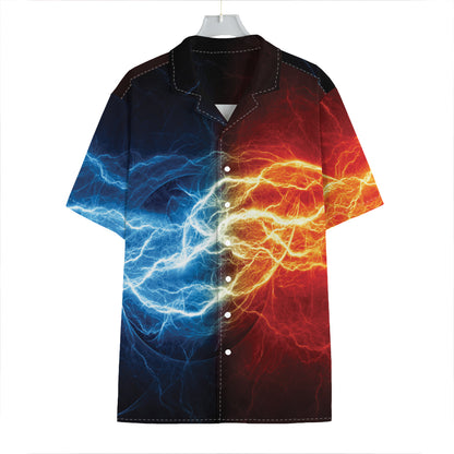 Red And Blue Lightning Print Hawaiian Shirt