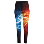 Red And Blue Lightning Print High-Waisted Pocket Leggings