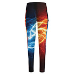 Red And Blue Lightning Print High-Waisted Pocket Leggings