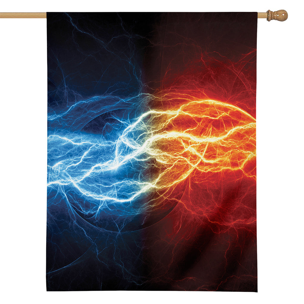 Red And Blue Lightning Print House Flag