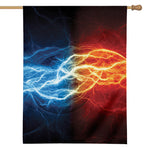 Red And Blue Lightning Print House Flag