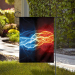 Red And Blue Lightning Print House Flag