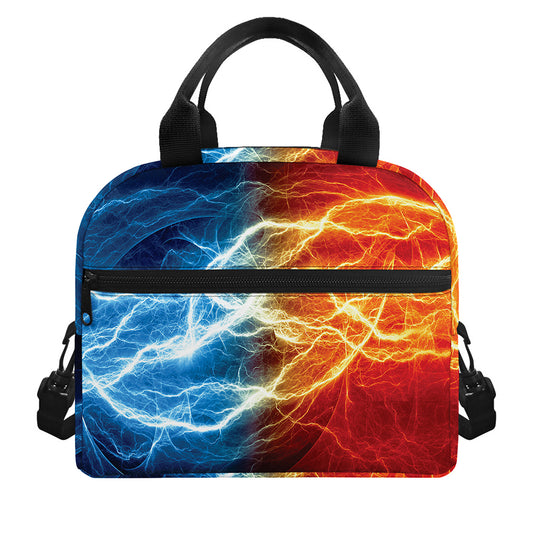Red And Blue Lightning Print Insulated Lunch Bag