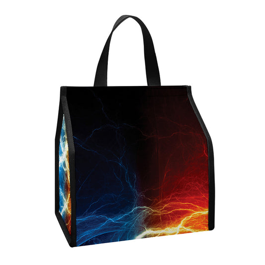 Red And Blue Lightning Print Insulated Lunch Tote