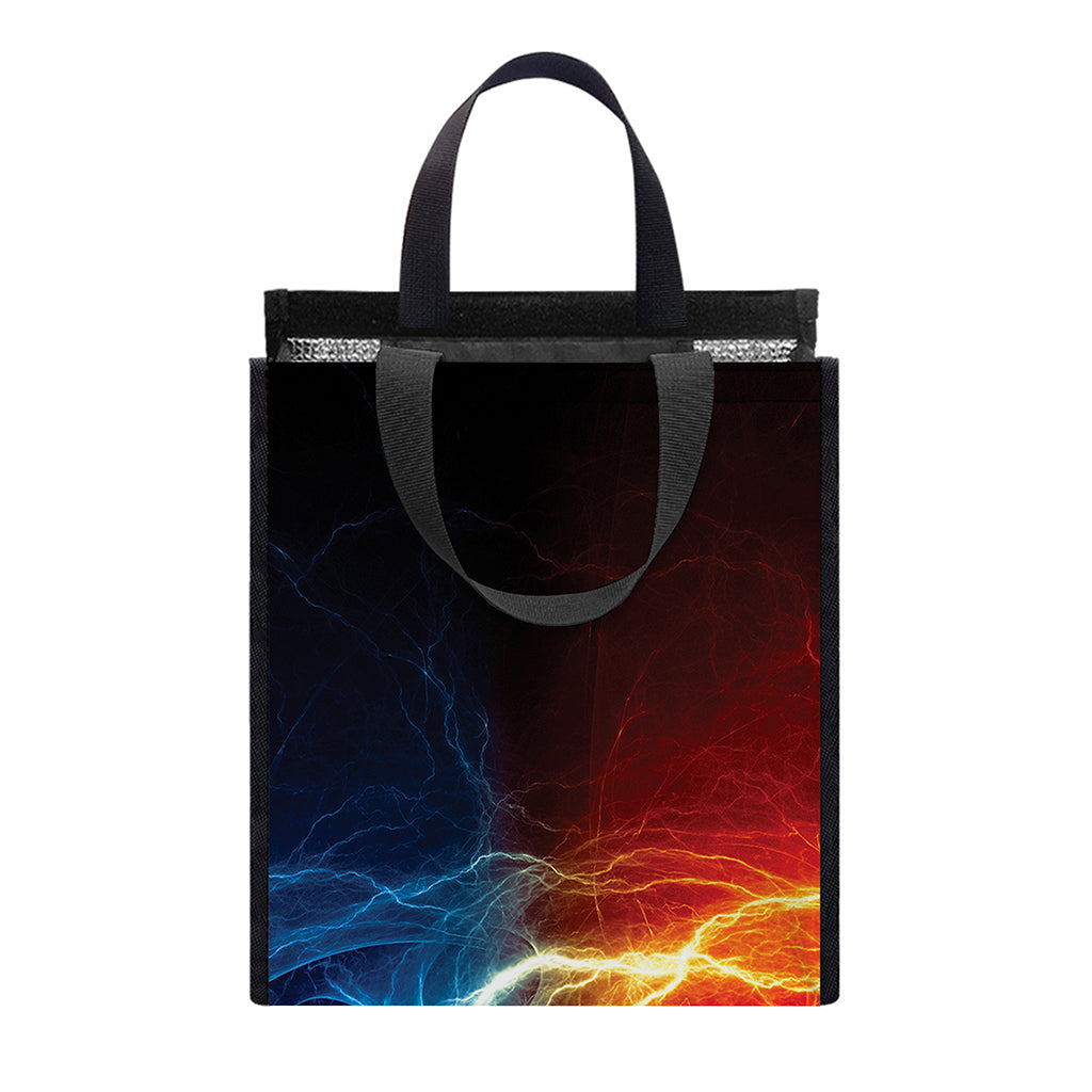 Red And Blue Lightning Print Insulated Lunch Tote