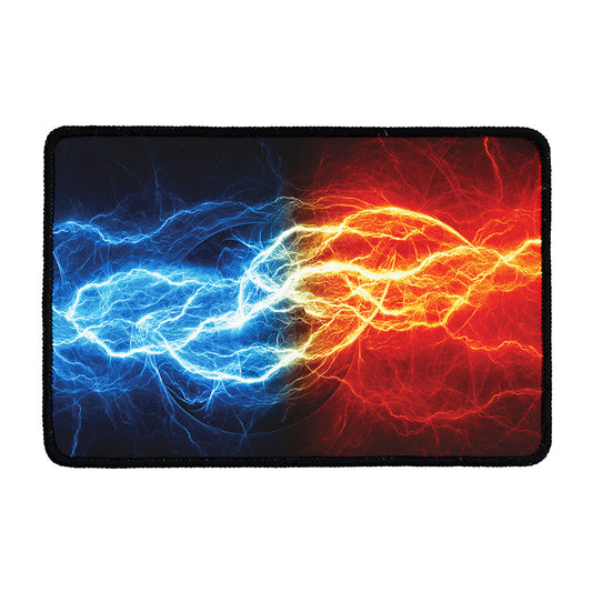 Red And Blue Lightning Print Kitchen Mat