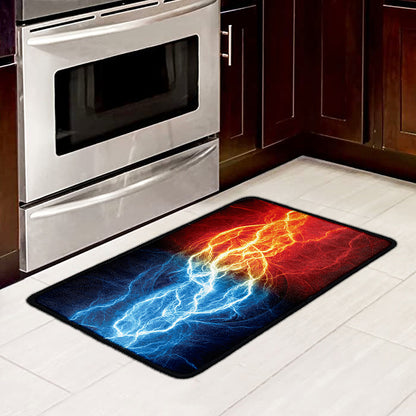 Red And Blue Lightning Print Kitchen Mat