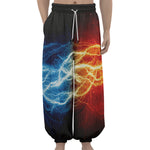 Red And Blue Lightning Print Lantern Pants