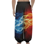 Red And Blue Lightning Print Lantern Pants