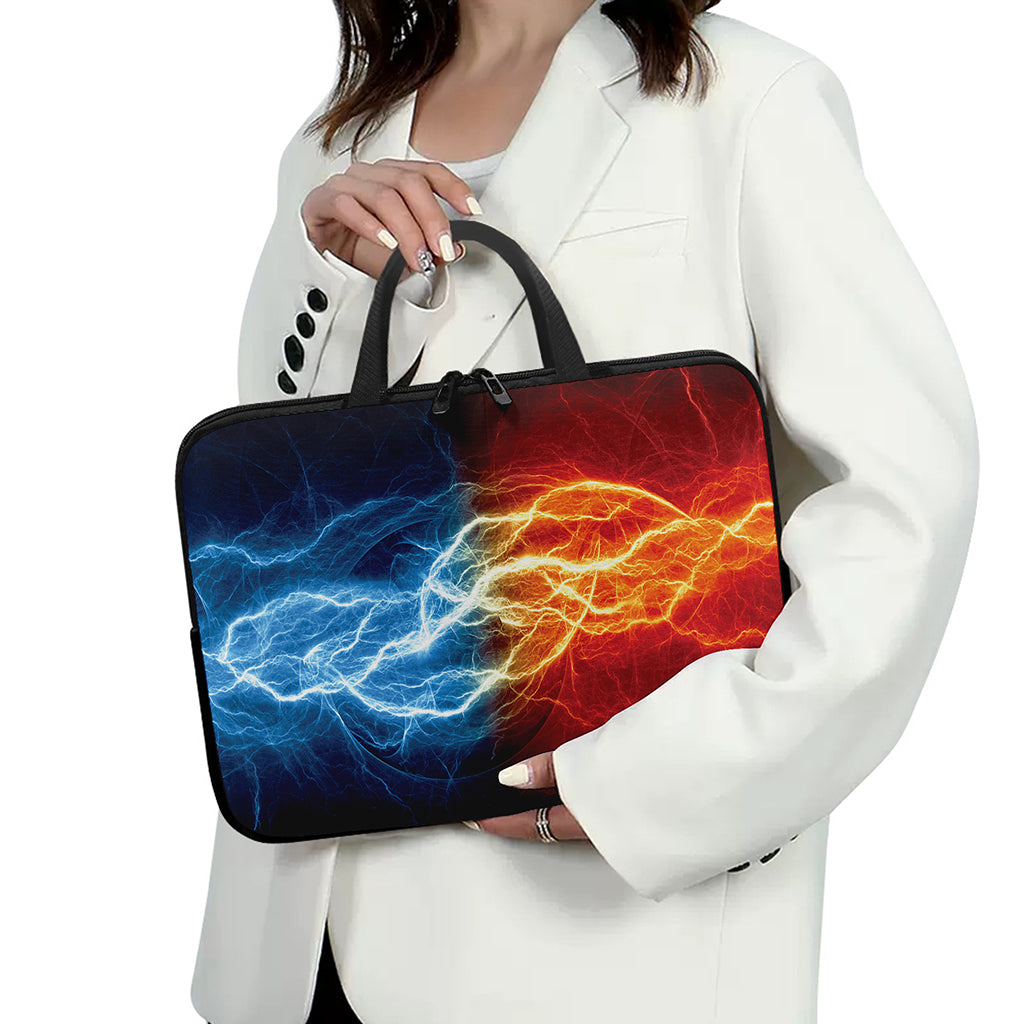 Red And Blue Lightning Print Laptop Sleeve With Handle
