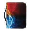Red And Blue Lightning Print Leather Bible Cover