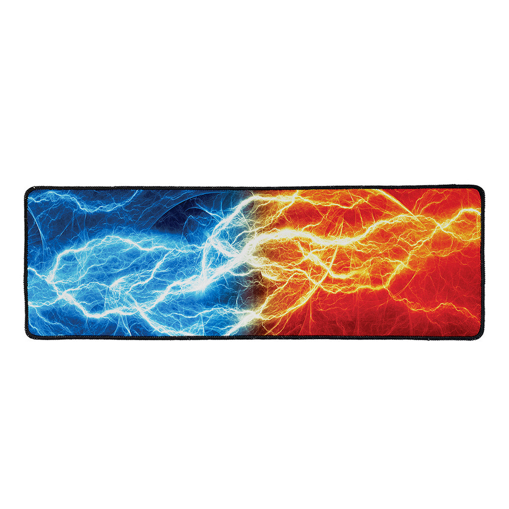 Red And Blue Lightning Print Long Kitchen Mat