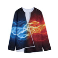 Red And Blue Lightning Print Long Sleeve Short Coat