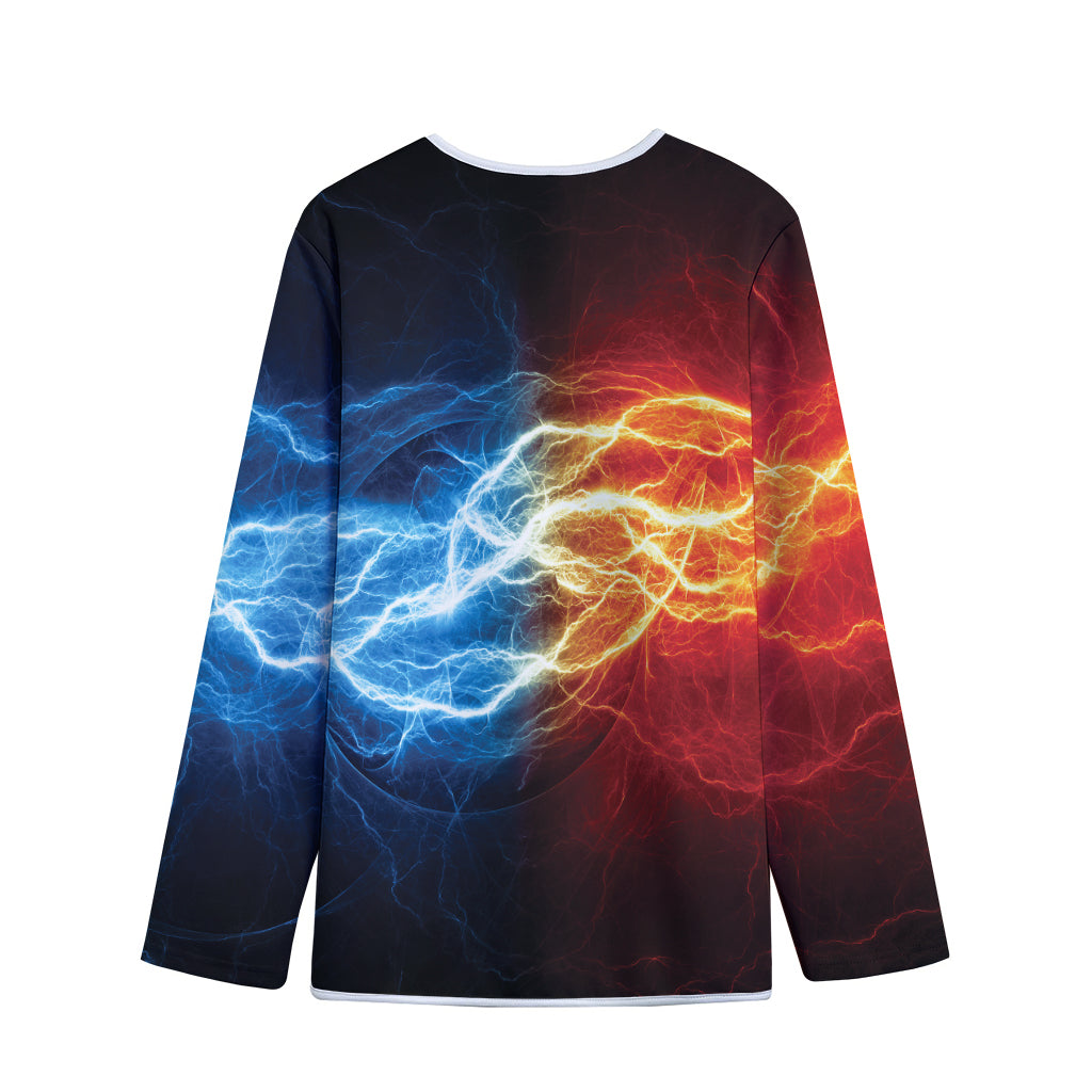 Red And Blue Lightning Print Long Sleeve Short Coat