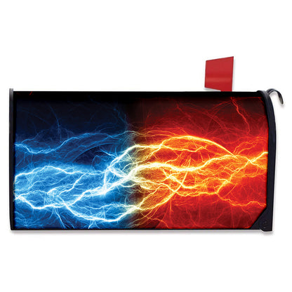 Red And Blue Lightning Print Mailbox Cover