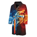 Red And Blue Lightning Print Men's Bathrobe