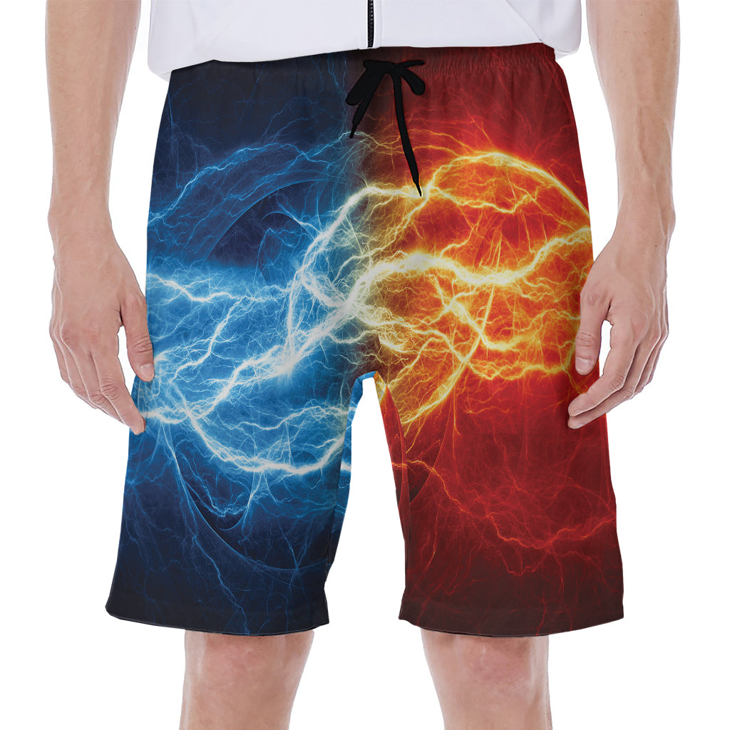 Red And Blue Lightning Print Men's Beach Shorts