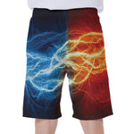 Red And Blue Lightning Print Men's Beach Shorts