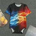 Red And Blue Lightning Print Men's Bodysuit
