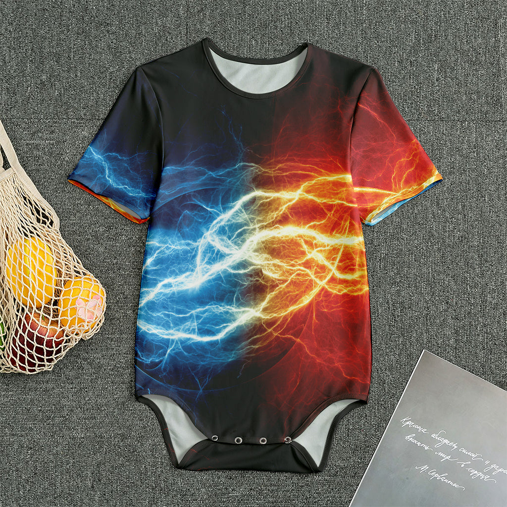 Red And Blue Lightning Print Men's Bodysuit