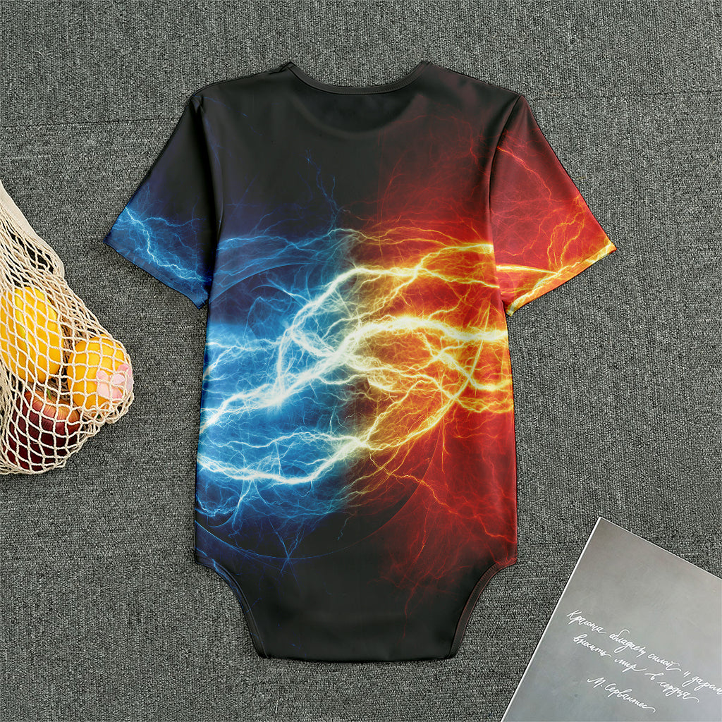 Red And Blue Lightning Print Men's Bodysuit