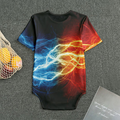 Red And Blue Lightning Print Men's Bodysuit