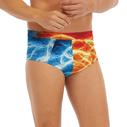 Red And Blue Lightning Print Men's Briefs