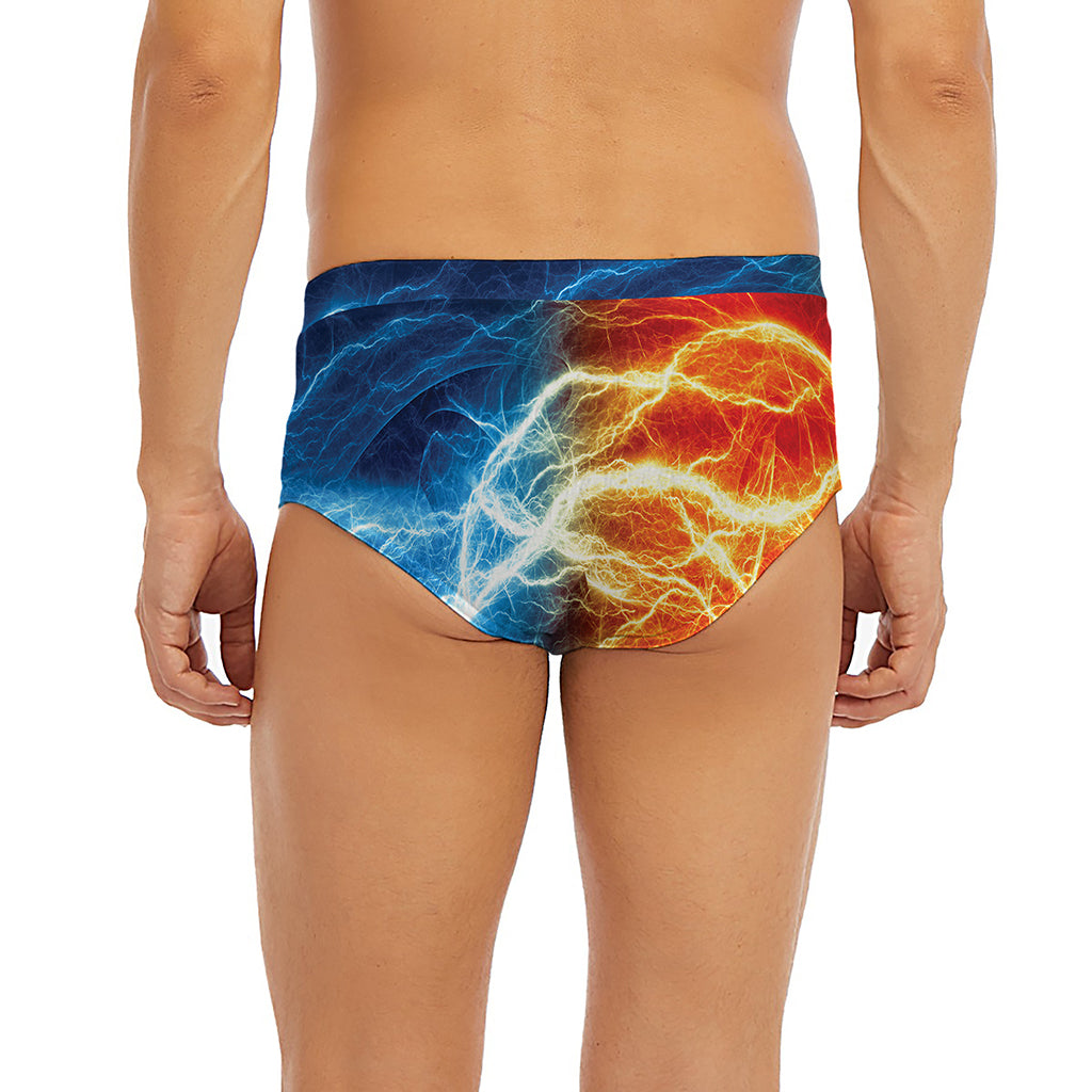 Red And Blue Lightning Print Men's Briefs