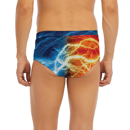 Red And Blue Lightning Print Men's Briefs