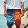 Red And Blue Lightning Print Men's Cargo Shorts