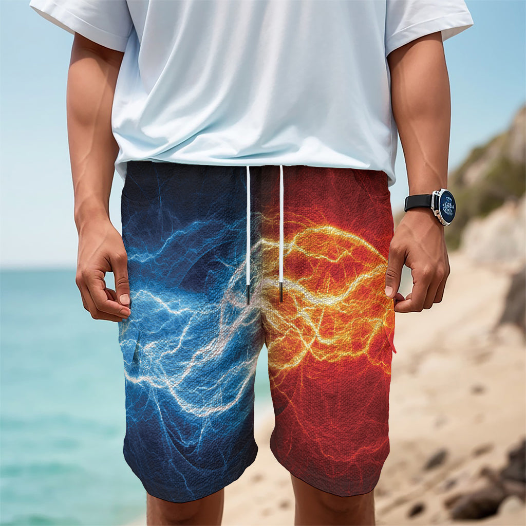 Red And Blue Lightning Print Men's Cargo Shorts