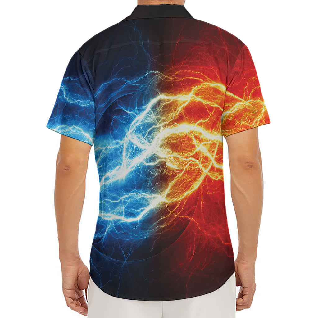 Red And Blue Lightning Print Men's Deep V-Neck Shirt
