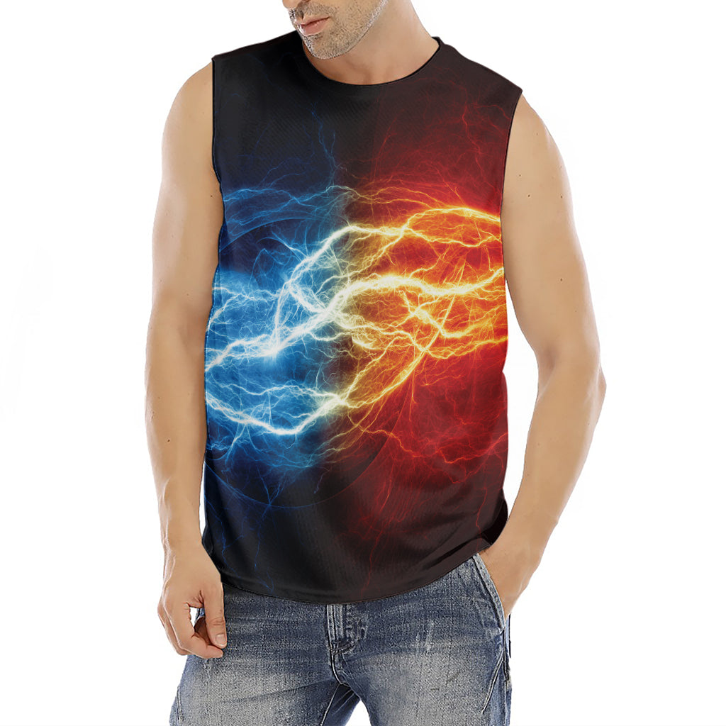 Red And Blue Lightning Print Men's Fitness Tank Top