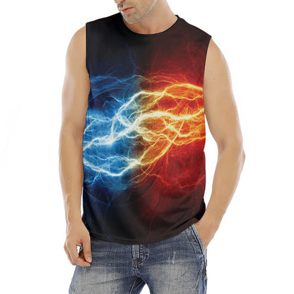 Red And Blue Lightning Print Men's Fitness Tank Top