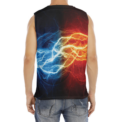 Red And Blue Lightning Print Men's Fitness Tank Top