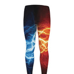 Red And Blue Lightning Print Men's leggings