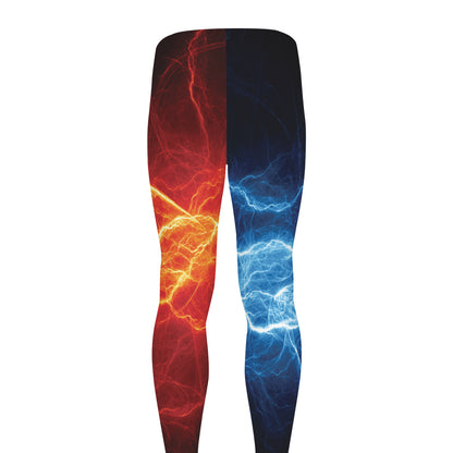 Red And Blue Lightning Print Men's leggings
