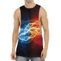 Red And Blue Lightning Print Men's Muscle Tank Top