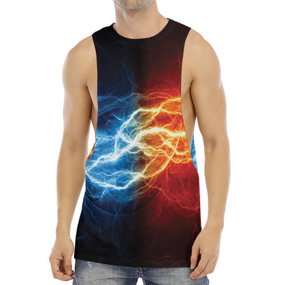 Red And Blue Lightning Print Men's Muscle Tank Top