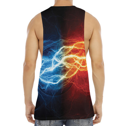 Red And Blue Lightning Print Men's Muscle Tank Top