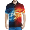 Red And Blue Lightning Print Men's Polo Shirt