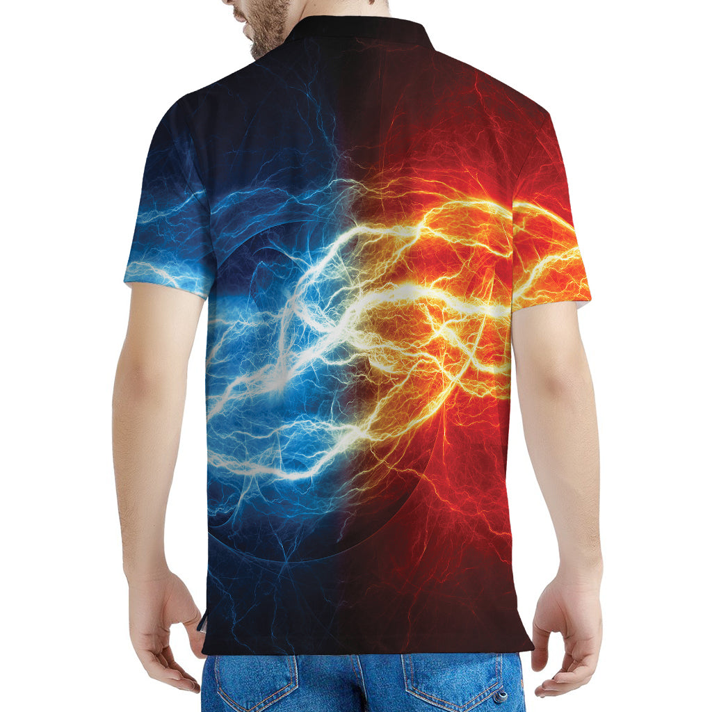 Red And Blue Lightning Print Men's Polo Shirt