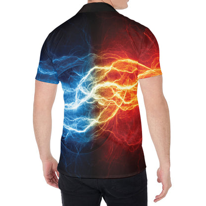 Red And Blue Lightning Print Men's Shirt
