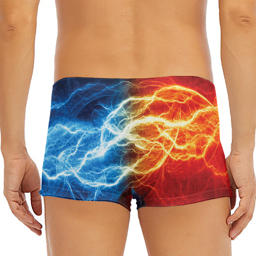 Red And Blue Lightning Print Men's Short Boxer Briefs