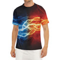 Red And Blue Lightning Print Men's Short Sleeve Rash Guard