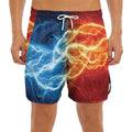 Red And Blue Lightning Print Men's Split Running Shorts