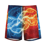 Red And Blue Lightning Print Men's Sports Shorts