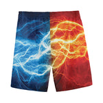Red And Blue Lightning Print Men's Sports Shorts
