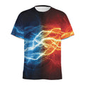 Red And Blue Lightning Print Men's Athletic T-Shirt